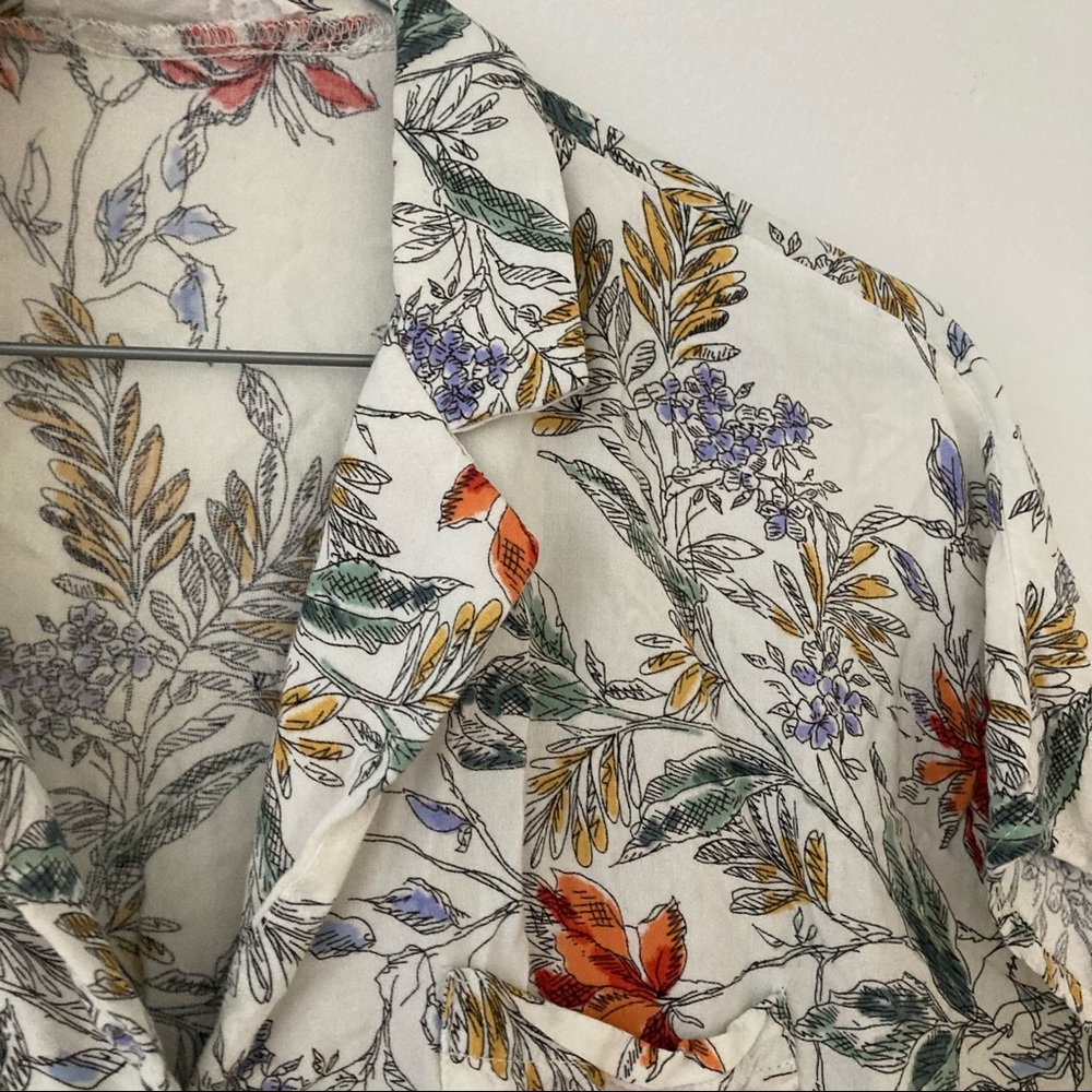 Watercolour floral short sleeve button up